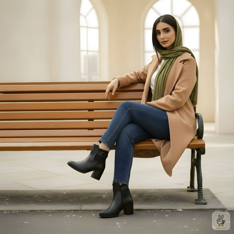 بوت زنانه مدل ارغوان زیره پیو سیزان ۶سانت جنس سوگو با استر خز لمینتی